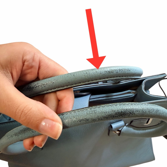 Michael Kors Leather Satchel Crossbody Blue Silver Tone Chain Strap - Picture 4 of 16